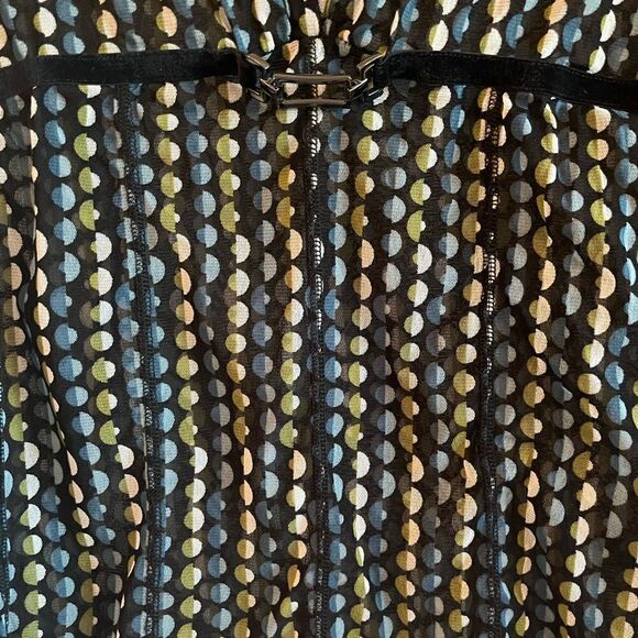 90s vintage Mexx mesh collared shirt deep v neck buckle  detail - Picture 7 of 10